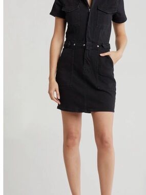 Good American Black Short Sleeve Mini Dress